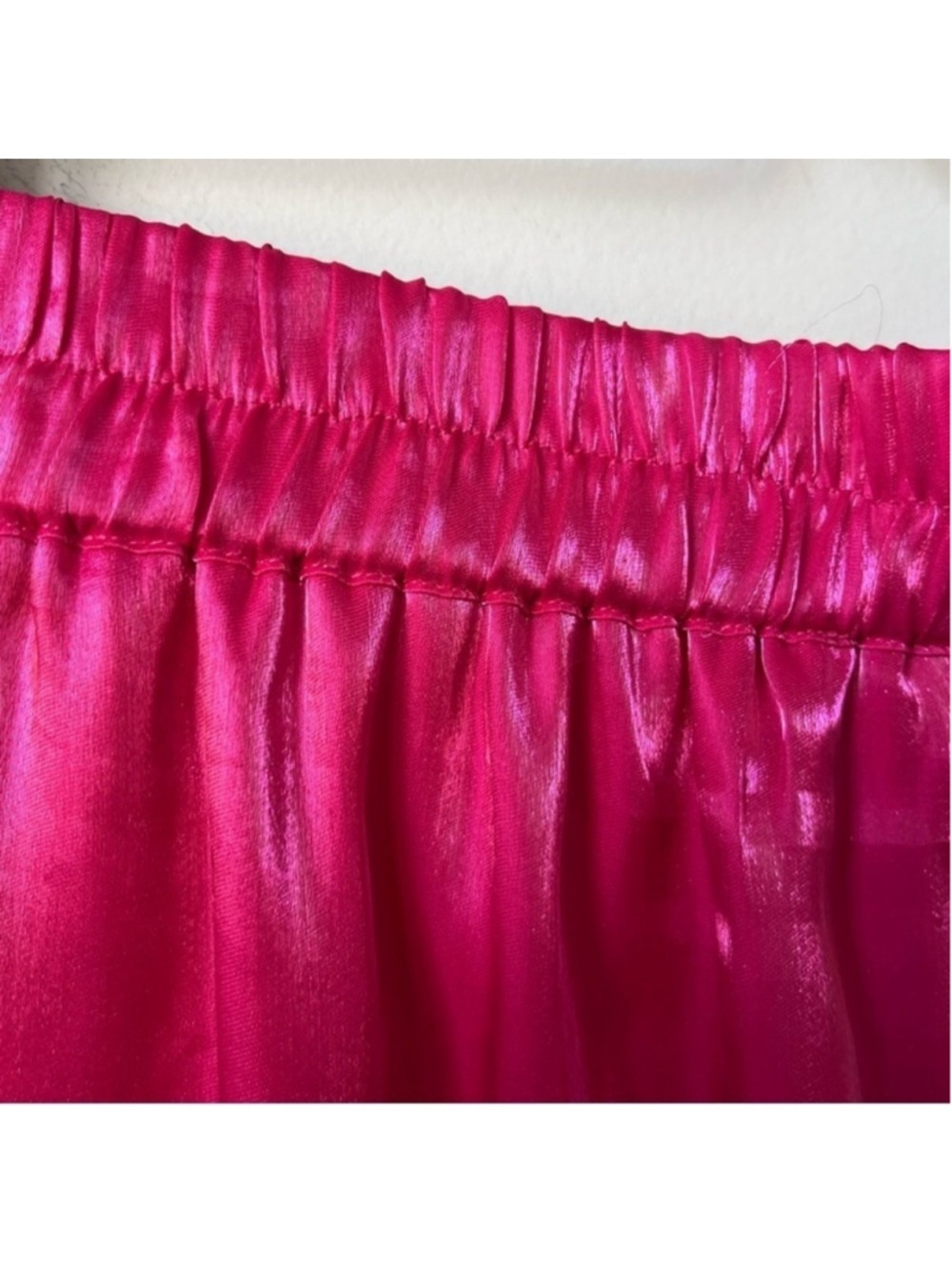 House of Harlow 1960 disco Satin high rise Hot Pink Wide-Leg Pants size small - Picture 7 of 13